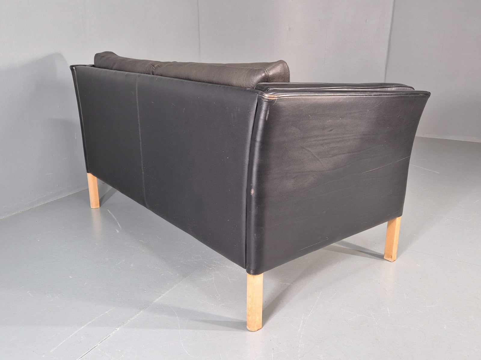Vintage Danish Two Seater Leather Sofa Quality Feather Filled Retro EB11643 M2SS10