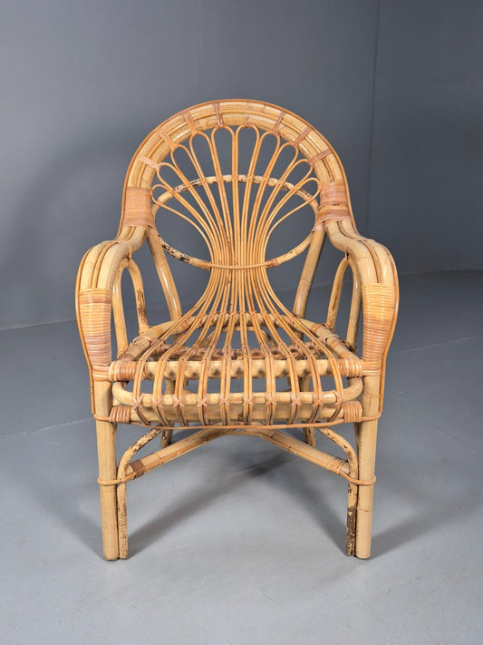 Vintage Cane Work Armchair Unusual Styling 1970s Retro EB9688 VBER - UKDK FURNITURE