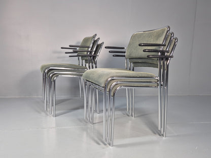 6 1980s Retro Stacking Chairs Chrome Frame Swedish Design Retro MCM EB10606 MSTA17