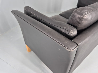 Vintage 2 Seat Sofa Danish Black Leather Mid Century Retro 1980s  EB10482 M2SS16