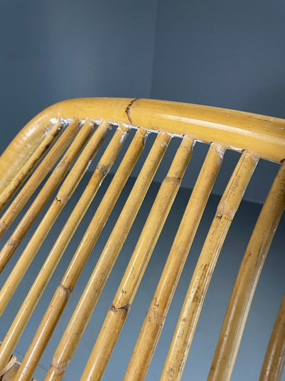 Vintage Cane Rocking Chair Floral 1970s Retro EB6413 VBER - UKDK FURNITURE