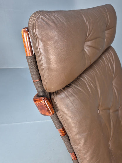 Vintage Danish Bentwood and Leather Lounge Chair 1970s Retro EB9348 MBEN - UKDK FURNITURE