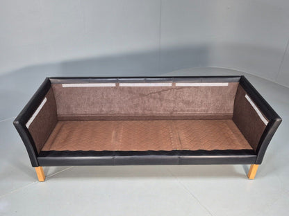 Vintage Danish 3 Seat Sofa Black Leather Mid Century Shape Retro MCMEB2838 M3SS - UKDK FURNITURE