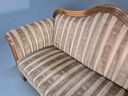 Vintage Danish Empire Style 2 Seat Settee Brown and Cream Antique EB9541 V2SS - UKDK FURNITURE