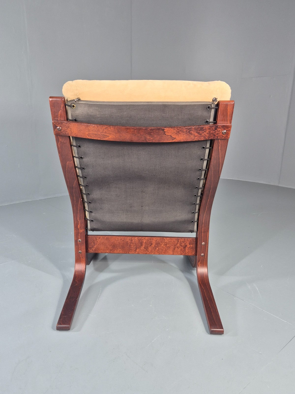 Vintage Mid Century Lounge Chair Faux Suede Upholstery REtro 1970s EB11299 MBEN7