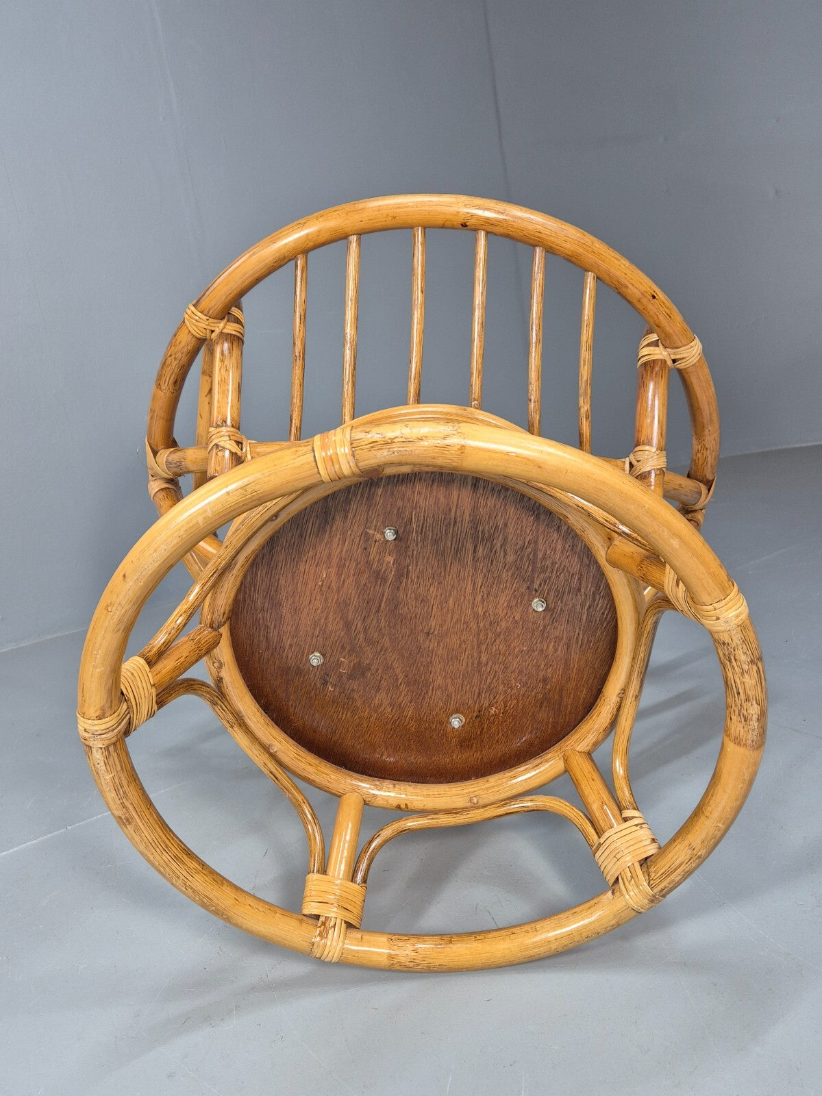 Vintage Cane Swivel and Rocking Based Lounge Chair 1970s Retro EB9454 VBER - UKDK FURNITURE