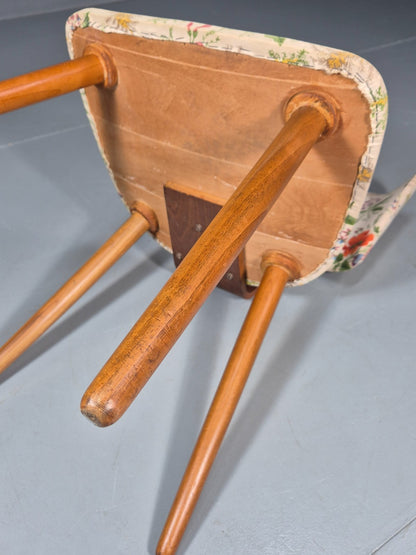 Retro 1950s Dining Chair Teak Bentwood Floral MCM Vintage EB10937 MNOR11