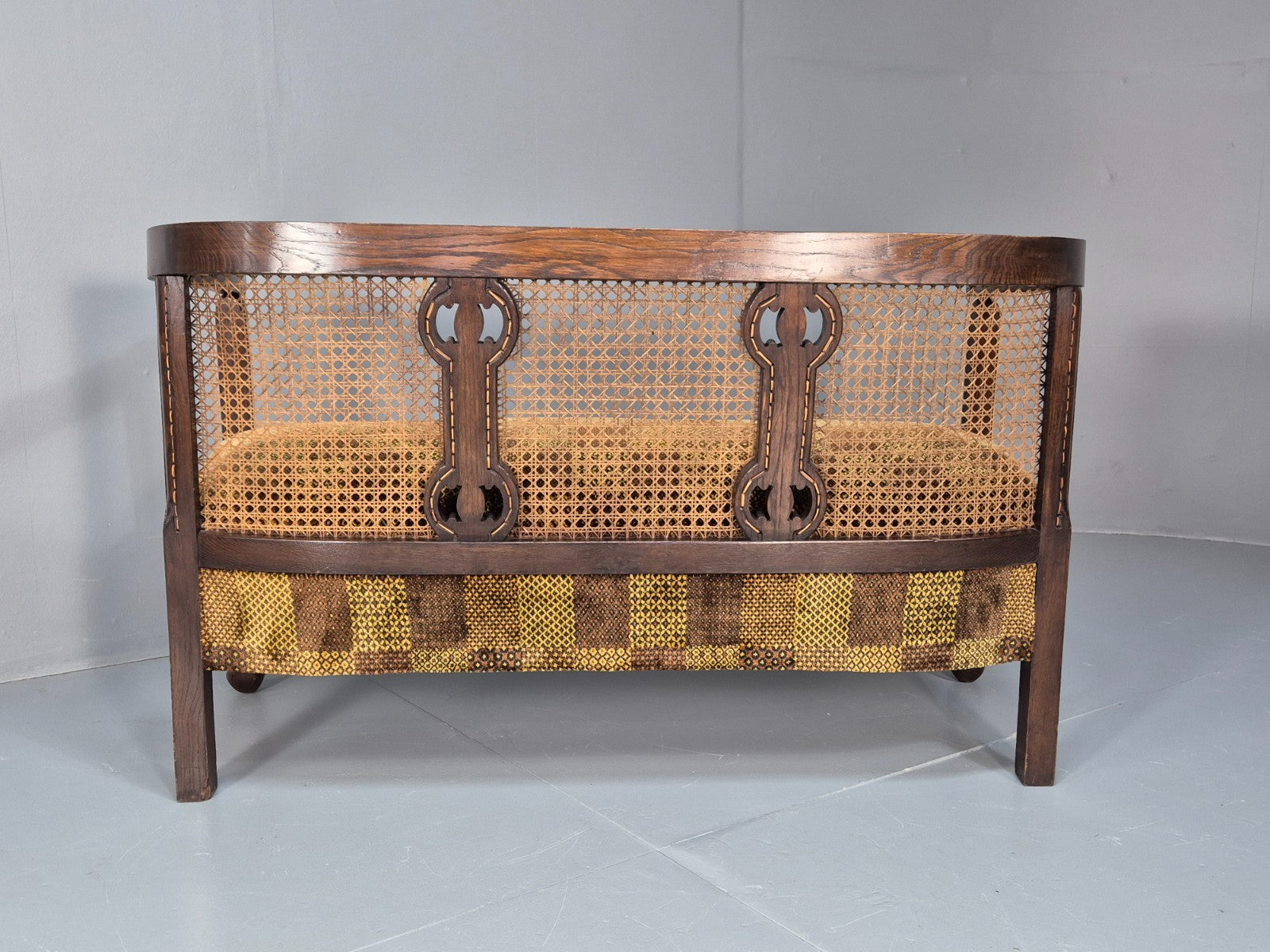 Art Deco Era Settee Two Seater Oak Frame `Bergere Back 1920s EB10692 VBER14