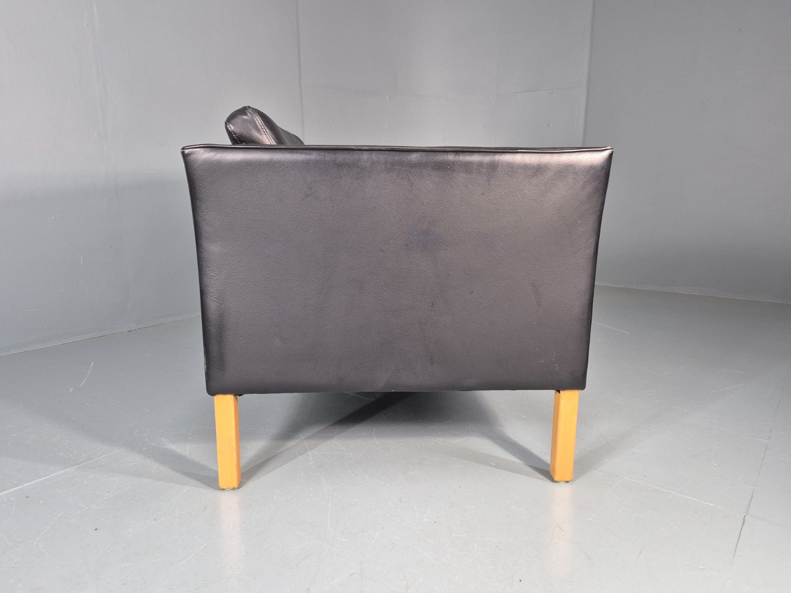 Vintage 2 Seater Settee Danish Retro Black leather and Vinyl EB11640  M2SS11