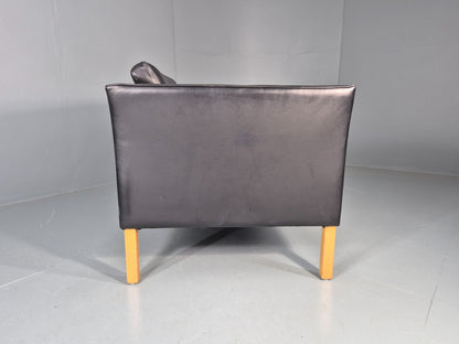 Vintage 2 Seater Settee Danish Retro Black leather and Vinyl EB11640  M2SS11