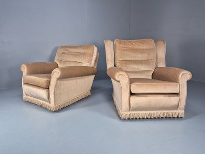 1970s Luxury Lounge Chairs Lowback and Wingback Gold Velour Retro  EB10631 VCLO1