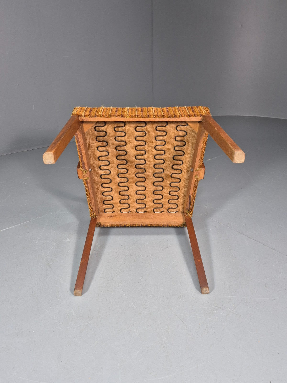 1960s Danish Teak Desk Chair Orange Wool Retro Mid Century  EB10779 MNOR11