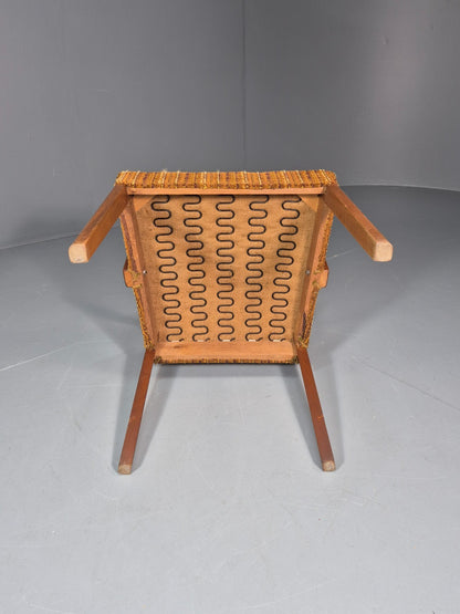 1960s Danish Teak Desk Chair Orange Wool Retro Mid Century  EB10779 MNOR11