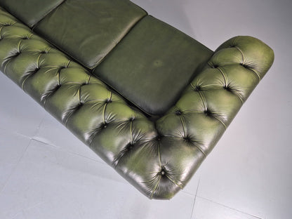 Three Seater Green Leather Chesterfield Quality Version Retro EB11023 VCHE17