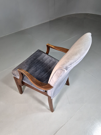 Vintage Lounge Chair Lilac Cotton Velour Beech Parker Knoll Retro EB7309 MNOR11