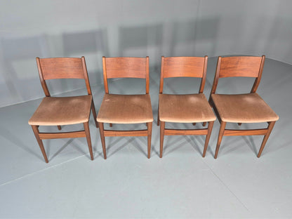 4 Vintage Teak Dining Chairs 1960s Retro Pinky Brown Velour MCM EB11605 MDIN5