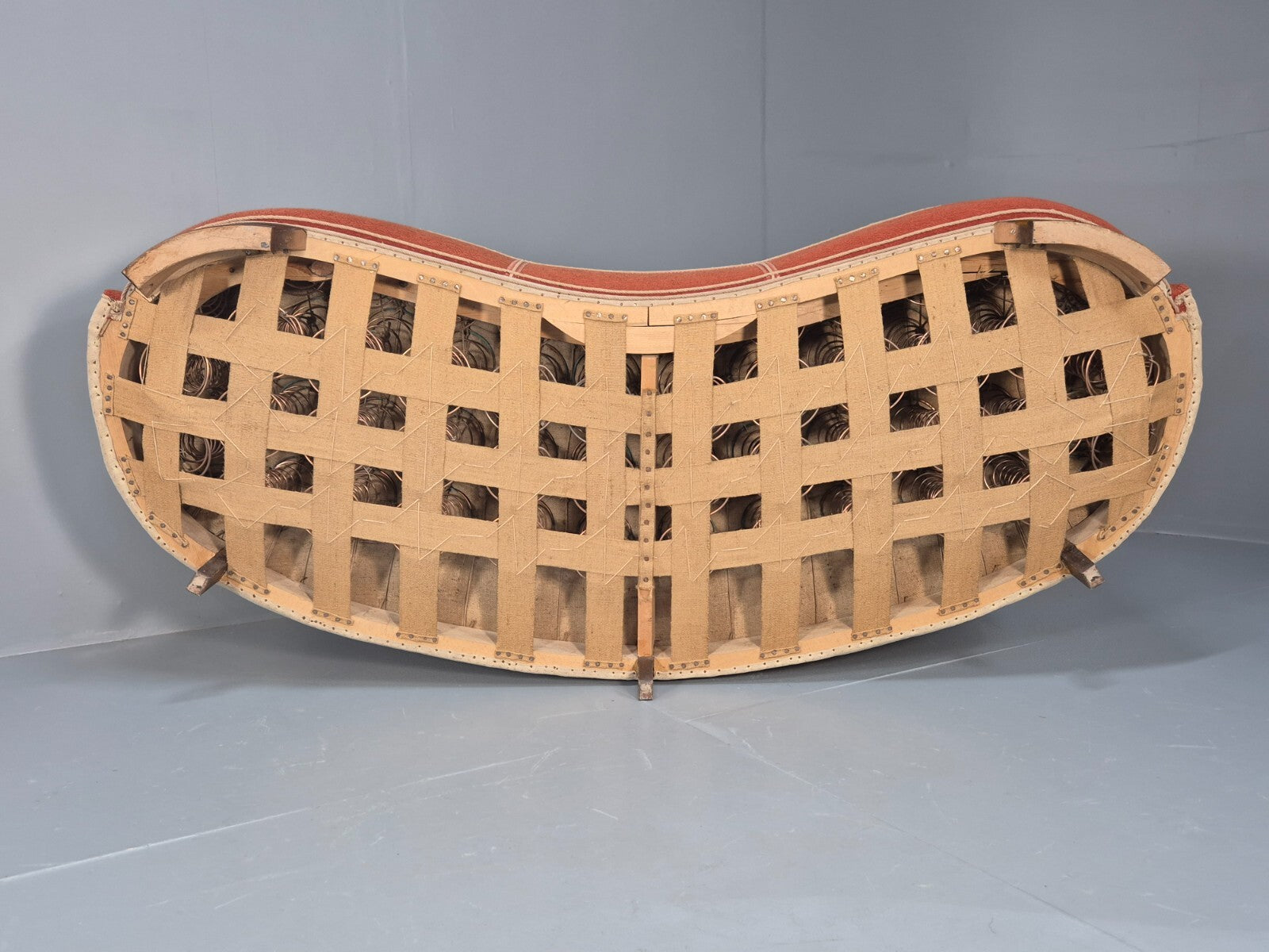 Vintage Danish Art Deco Banana Sofa Peach and Cream 1930s Retro EB9745 V3SS - UKDK FURNITURE