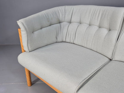 Vintage Danish 2 Seat Sofa Blue Wool Beech Curved Frame Nielaus MCM EB8549 M2SS - UKDK FURNITURE