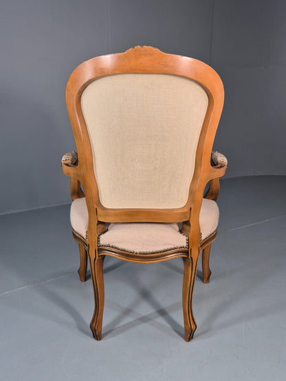 French Rococo Fauteuil Chair Floral Embroidered 1960s Retro EB10777 VDIN9