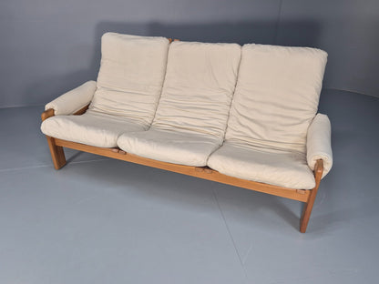 Swedese Pine Three Seater Settee  Canvas Cover Yngve Ekstrom 1970s EB10638 M3SS6