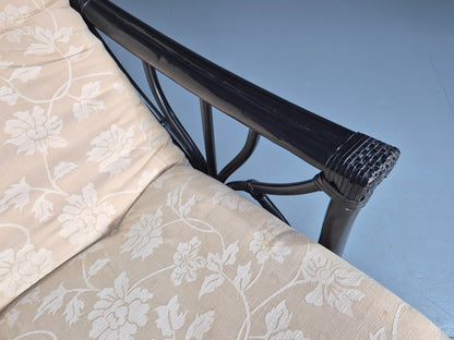 Vintage Japanned Bamboo Lounge Chair and Footstool 1980s Retro EB10718 VBER5