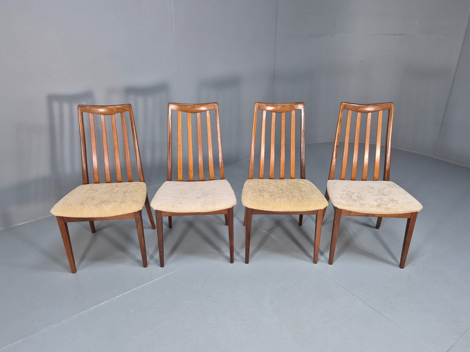 Vintage G Plan Fresco Dining Chairs 4 Teak Cream Seats 1970s Retro EB10206 MDIN2