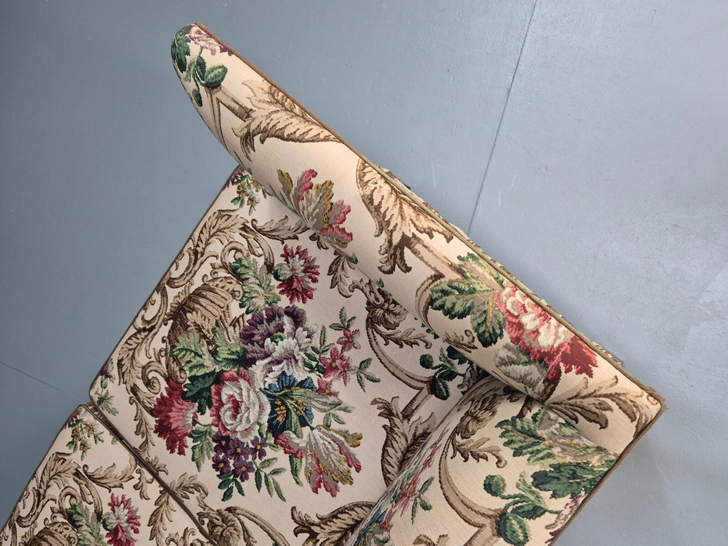 Vintage 1940s Danish 2 Seat Sofa Classical Floral Upholstery EB9659 V2SS - UKDK FURNITURE