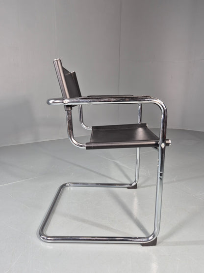 Vintage Leather and Chrome MG5 Bauhaus Style Elbow Chair 1980s EB11216 MNOR8