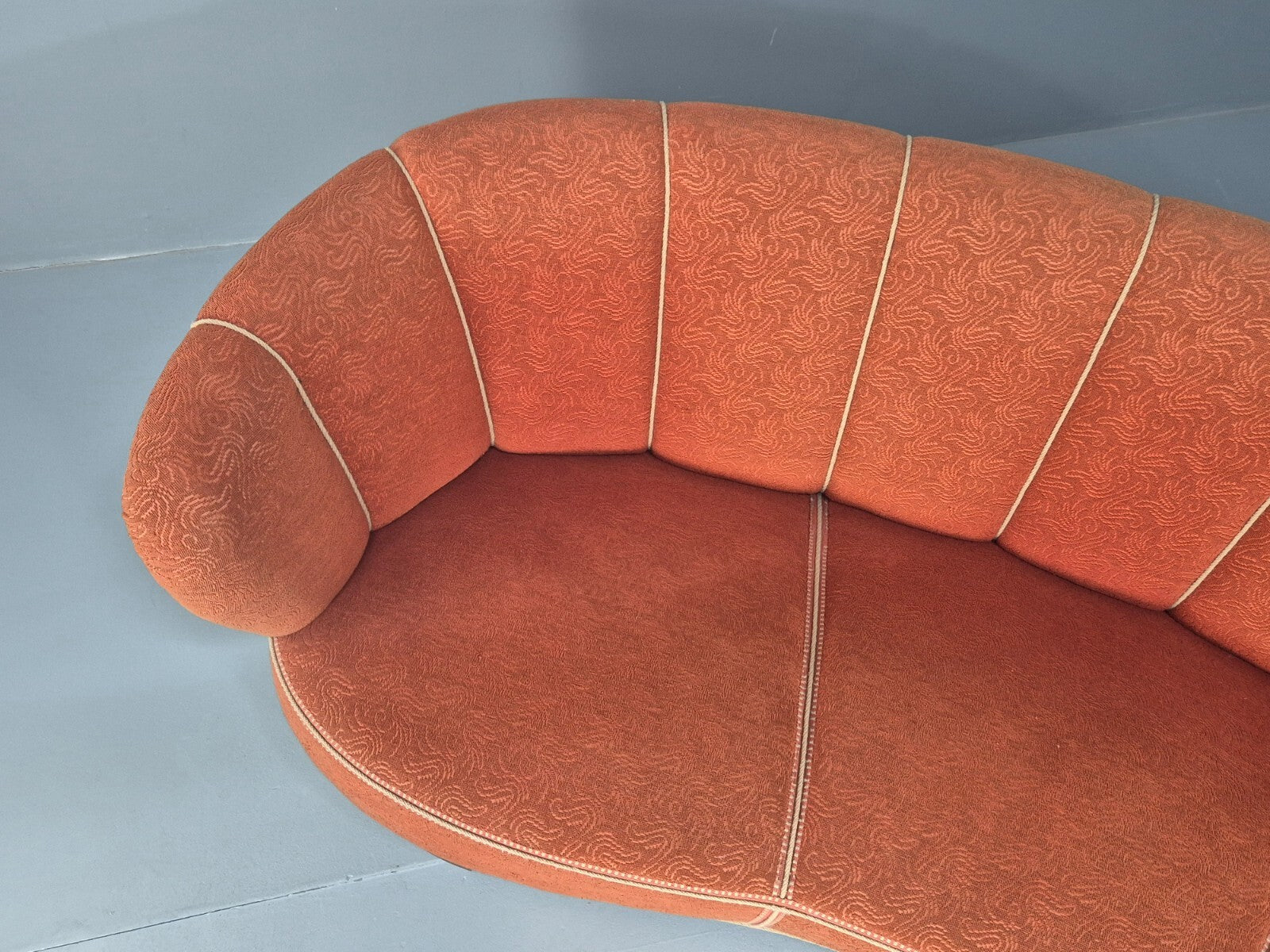 Vintage Danish Art Deco Banana Sofa Peach and Cream 1930s Retro EB9745 V3SS - UKDK FURNITURE