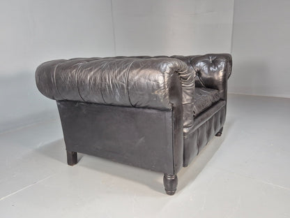 Vintage Black Leather Chesterfield Chair Oversize Classic Club Chair EB9472 VLEA - UKDK FURNITURE
