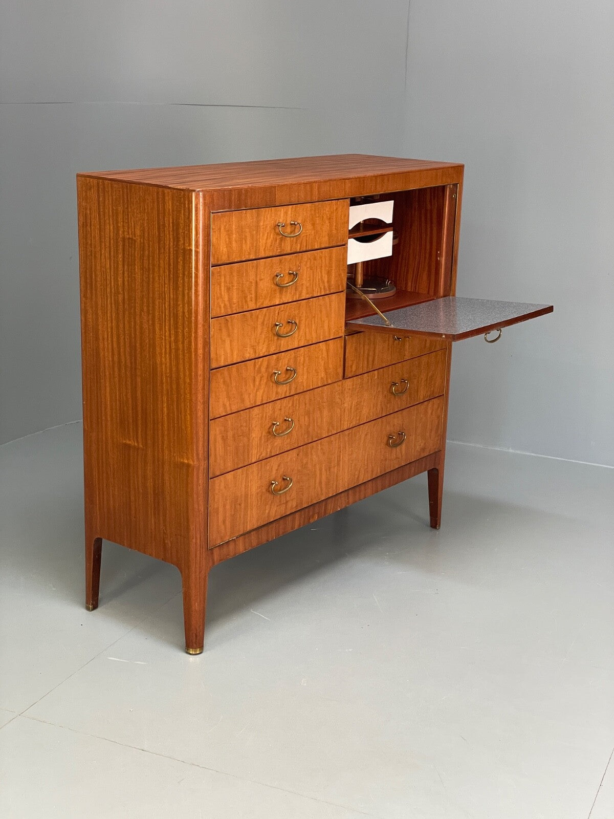 Vintage 1950s Chest Of Drawers Jewelery Display Brass Mahogany EB9761 MWOO - UKDK FURNITURE