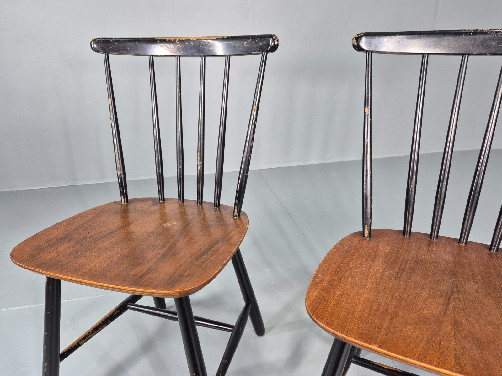 2 Vintage Midcentury Teak dining Chairs Fannet by Ilmari Tapiovaara EB11813 MDIN5
