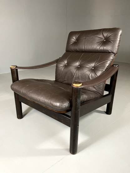 Vintage Danish Lounge Chair Brown Leather Jeki Gehl Retro MCM EB6082 MNOR12