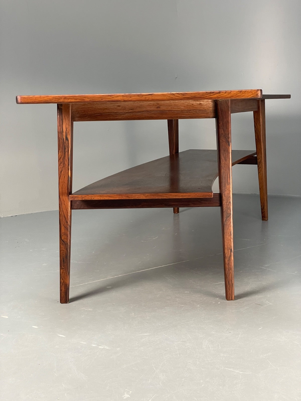 Curved 1960s Coffee Table Vintage Mid Century Danish With Shelf  EB10855 MWOO15