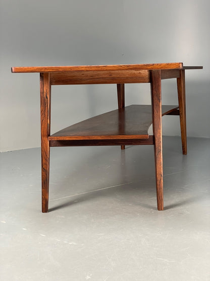 Curved 1960s Coffee Table Vintage Mid Century Danish With Shelf  EB10855 MWOO15