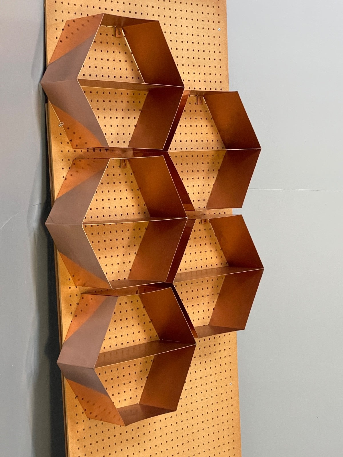 Hexagonal Wall Shelving Rose Gold Modern Metal EB10592 MWOO0