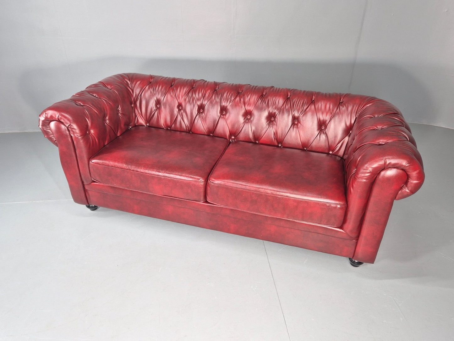 Vintage Vegan Chesterfield Red Vinyl Upholstery EB11665 VCHE4