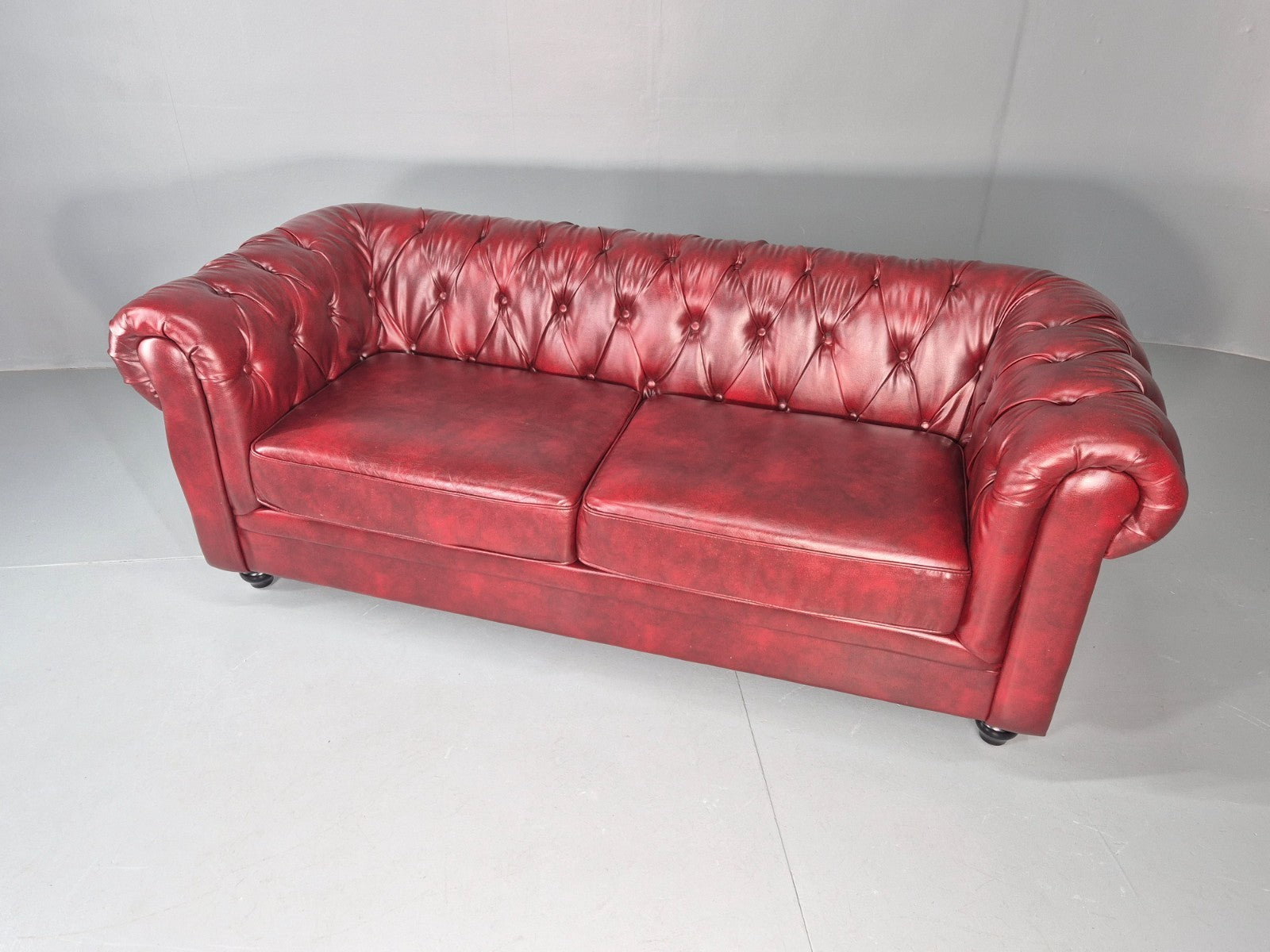 Vintage Vegan Chesterfield Red Vinyl Upholstery EB11665 VCHE4