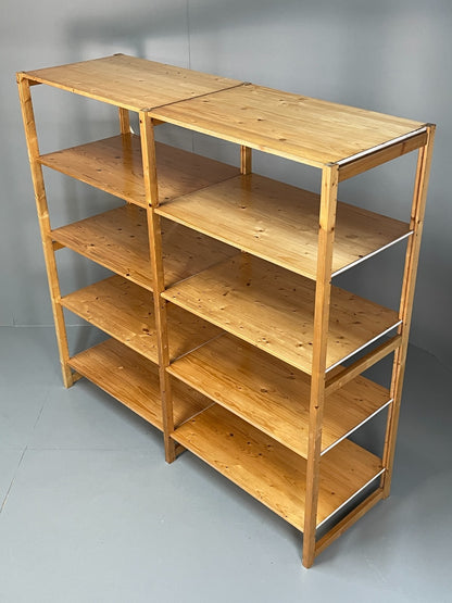 Lundia Pine Open Shelving System Double Bay Vintage Adjustable Retro EB117885
