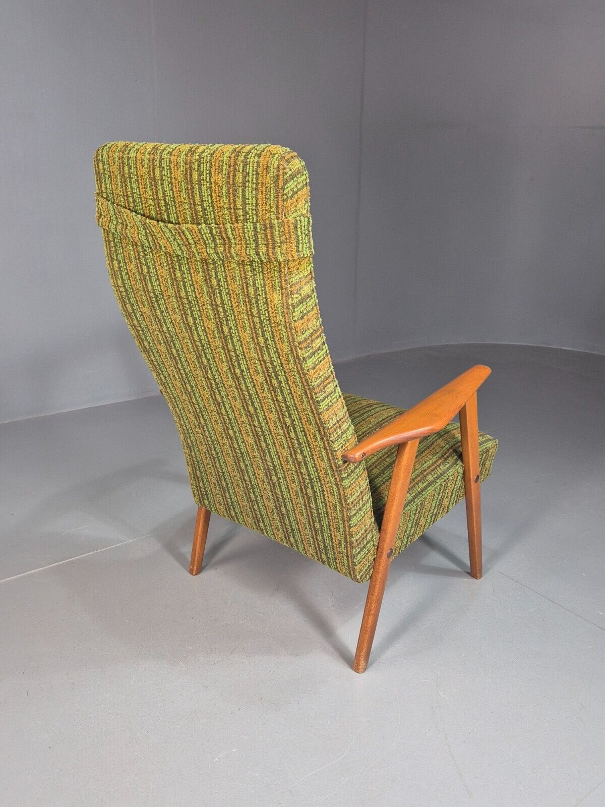 Vintage Swedish Lounge Chair Green Wool Teak Frame 1960s Retro MCM EB7895 MNOR - UKDK FURNITURE