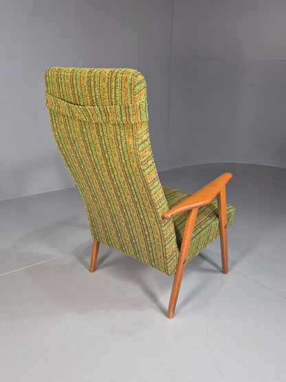Vintage Swedish Lounge Chair Green Wool Teak Frame 1960s Retro MCM EB7895 MNOR - UKDK FURNITURE