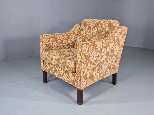 Vintage Danish 1970s Lounge Chair Floral Upholstery Mid Century EB11922 MNOR0