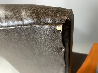 2 Parker Knoll Lounge Chairs Beech Vinyl MCM Retro PK988/1023 EB6264 MNOR12