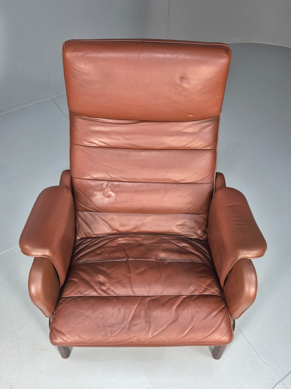 Vintage Danish Brown Leather Lounge Chair 1970s Retro MCM EB9266 MNOR - UKDK FURNITURE