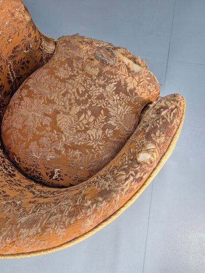 Vintage Danish Art Deco Tub Chair Gold Moquette Upholstery 1920s EB9055 VCLO - UKDK FURNITURE