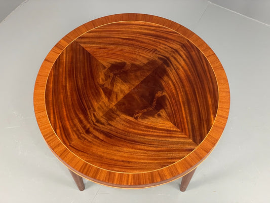 Vintage Art Deco Table Round Walnut Inlay 1950s Swedish EB11191 MWOO1