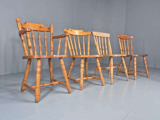 Harlequin set of 4 Vintage Pine Dining Chairs 1980s Retro EB11744 VDIN1