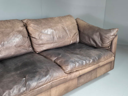 Vintage Danish 3 Seat Sofa Brown Leather 1980s Retro EB7506 M2SS - UKDK FURNITURE