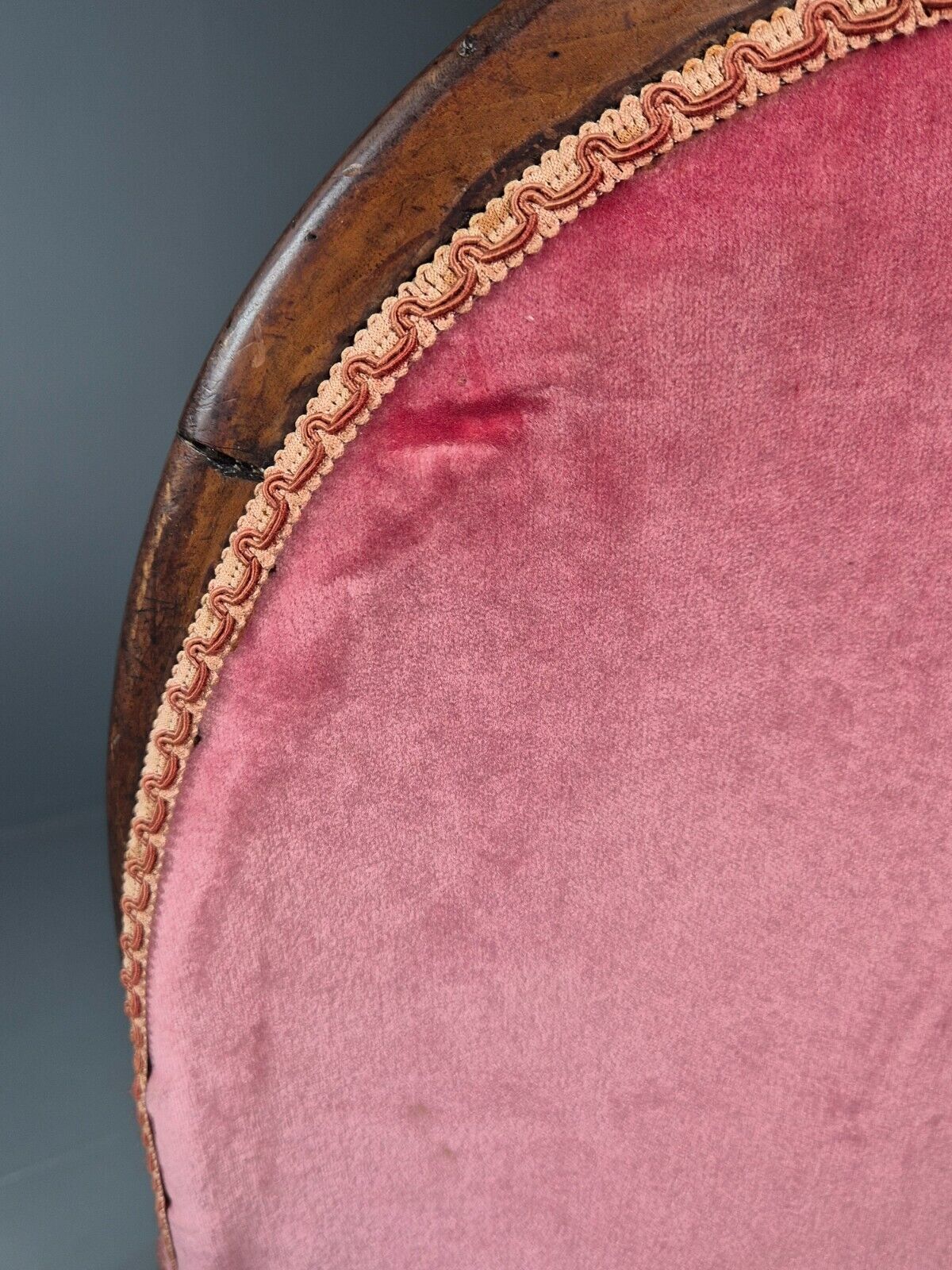 Vintage Lounge Chair Pink Velour Spoonback Nursing Parlour Victorian EB8438 VCLO - UKDK FURNITURE