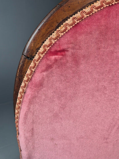 Vintage Lounge Chair Pink Velour Spoonback Nursing Parlour Victorian EB8438 VCLO - UKDK FURNITURE
